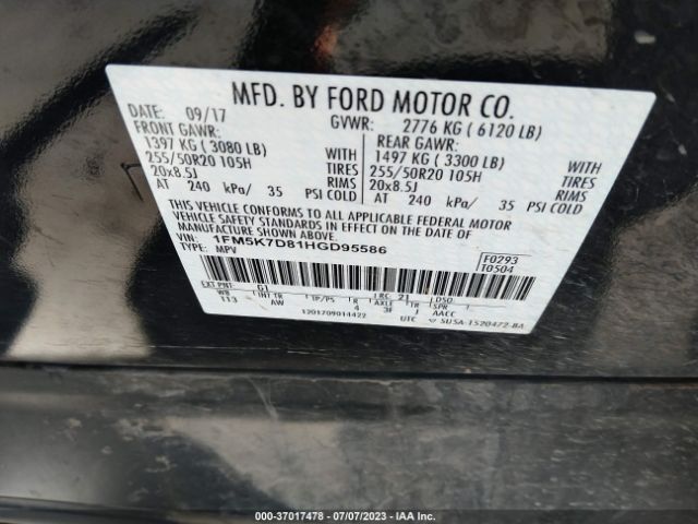1FM5K7D81HGD95586 Ford EXPLORER XLT