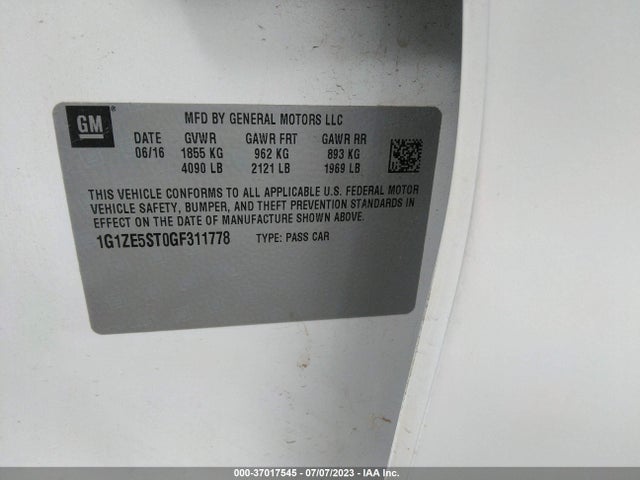 Chevrolet MALIBU LT 2016 1G1ZE5ST0GF311778 Image 10