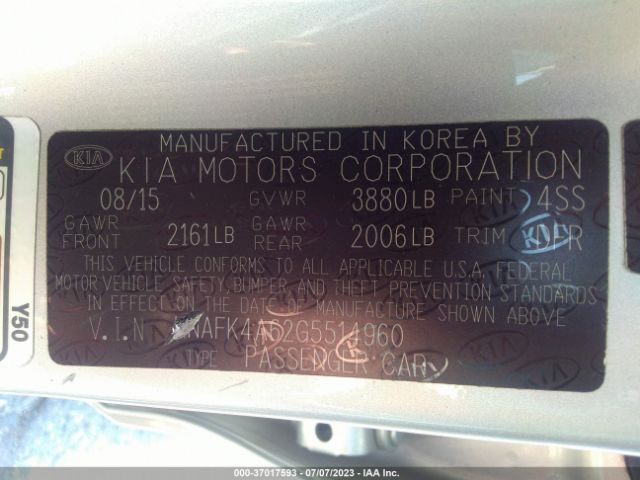 KNAFK4A62G5514960 KIA FORTE LX
