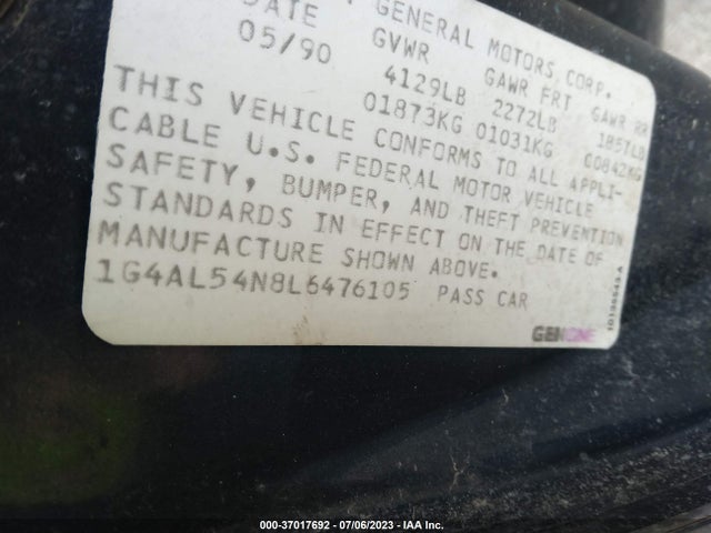 1990 BUICK CENTURY LIMITED VIN: 1G4AL54N8L6476105