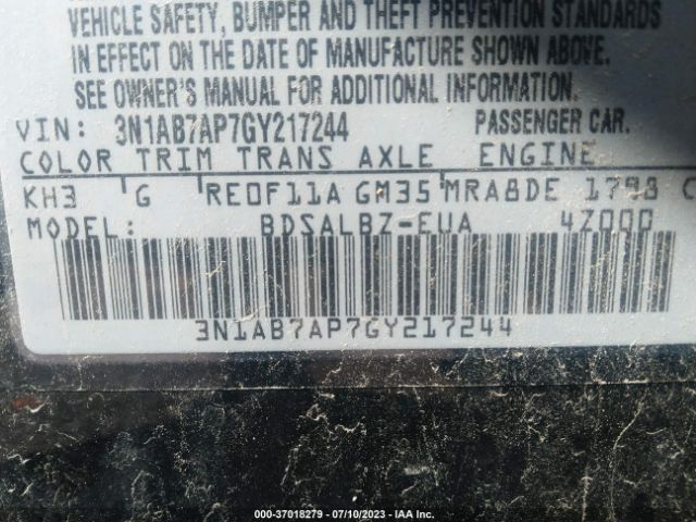 3N1AB7AP7GY217244 Nissan Sentra Sr/sl/s/sv/fe+ S