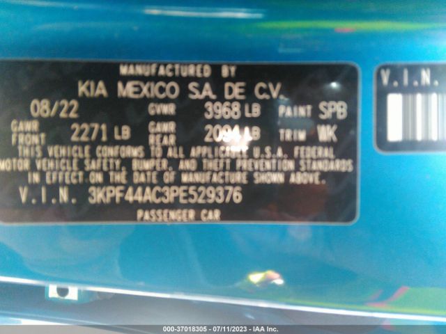 3KPF44AC3PE529376 KIA FORTE GT
