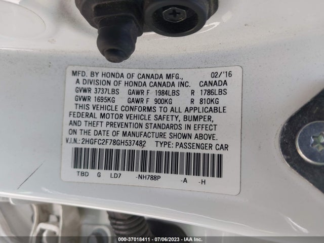 Honda Civic Sedan Ex 2016 2HGFC2F78GH537482 Image 15