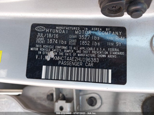 Hyundai ACCENT SE 2017 KMHCT4AE2HU196383 Image 10