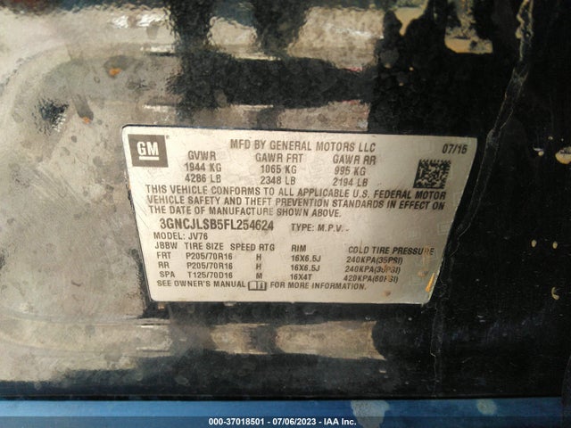 Chevrolet Trax Lt 2015 3GNCJLSB5FL254624 Image 9