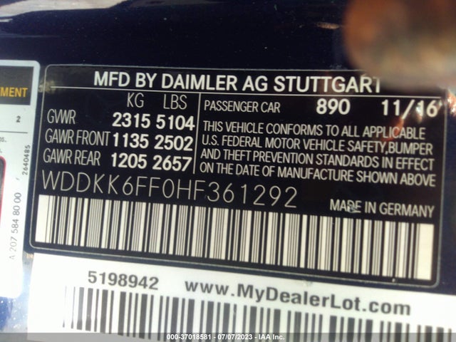 WDDKK6FF0HF361292 Mercedes-Benz E-class E 400