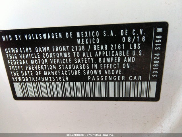 3VWDB7AJ4HM231629 Volkswagen Jetta 1.4t Se