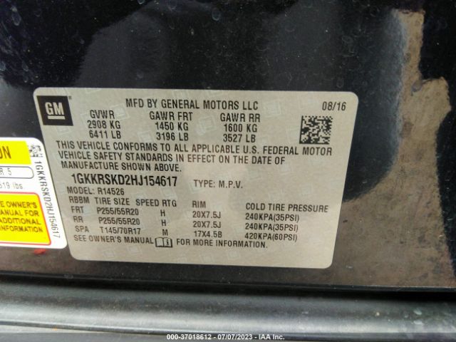 1GKKRSKD2HJ154617 GMC Acadia Limited Limited