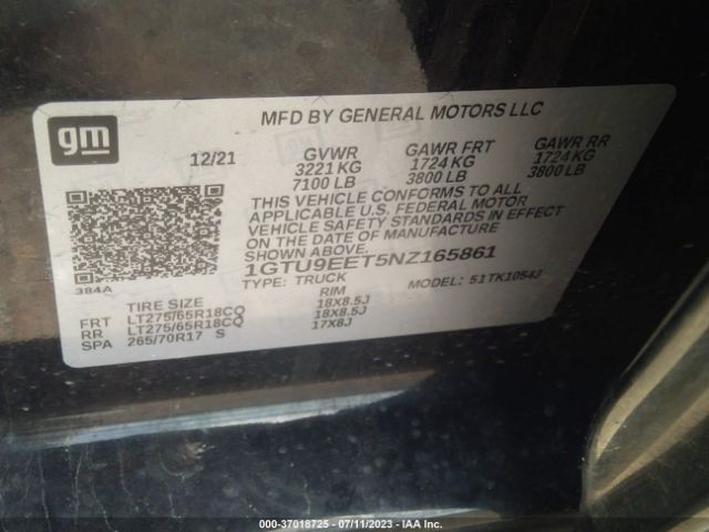 1GTU9EET5NZ165861 GMC Sierra 1500 Limited At4