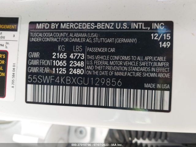 55SWF4KBXGU129856 Mercedes-Benz C-class C 300