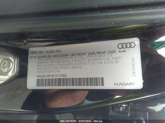 WAUB1GFF3G1017063 Audi S3 Premium Plus