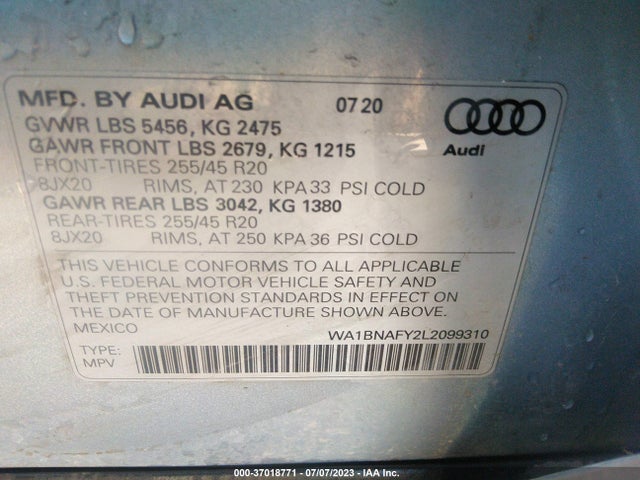 Audi Q5 Premium Plus 2020 WA1BNAFY2L2099310 Image 9