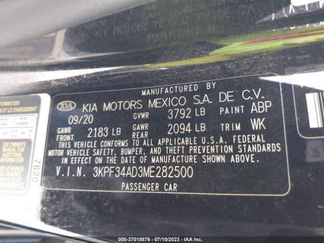 3KPF34AD3ME282500 KIA Forte Gt-line