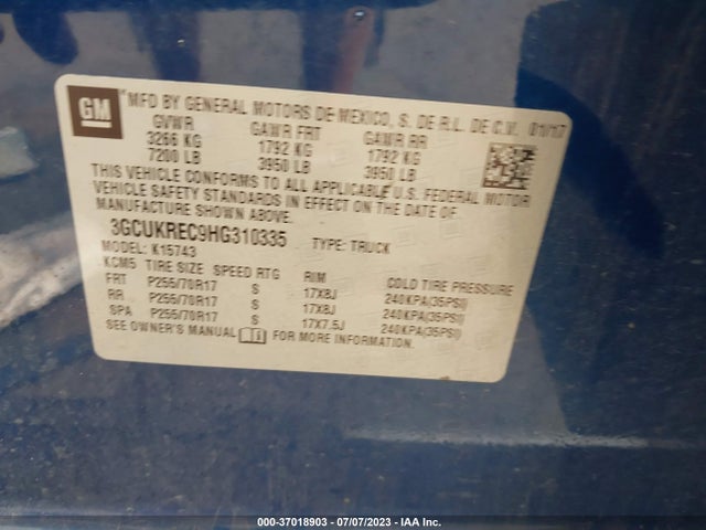 Chevrolet Silverado 1500 Lt 2017 3GCUKREC9HG310335 Image 9