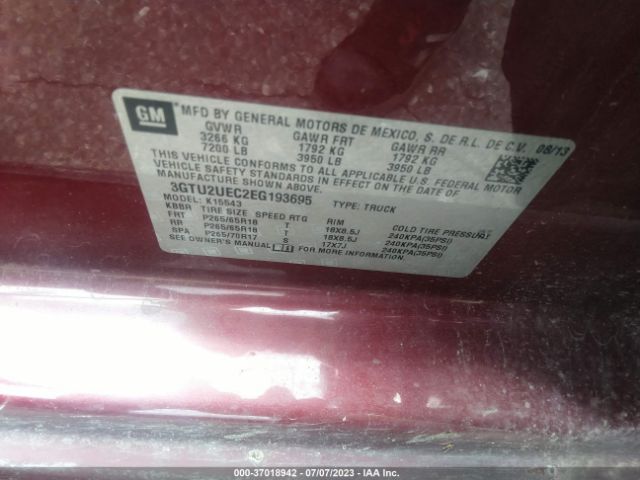 3GTU2UEC2EG193695 GMC Sierra 1500 Sle