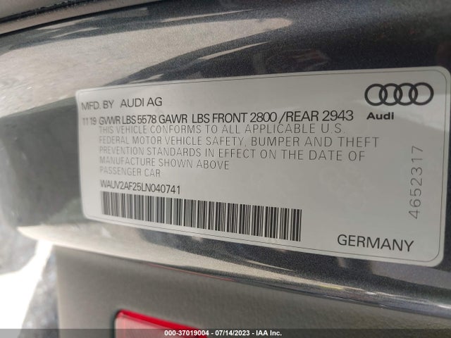 2020 Audi A7, VIN: WAUV2AF25LN040741