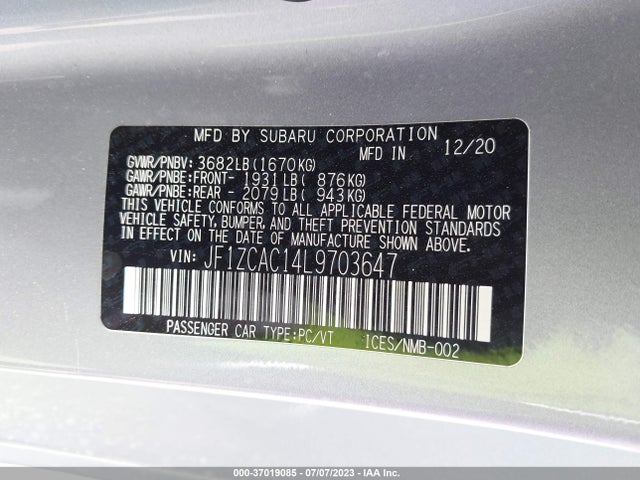 2020 Subaru BRZ, VIN: JF1ZCAC14L9703647
