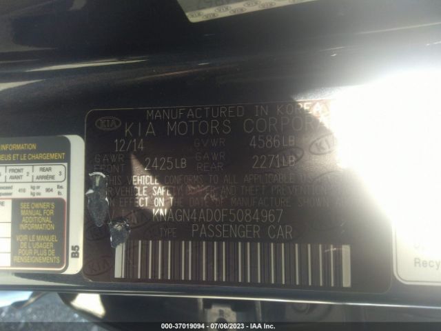 KNAGN4AD0F5084967 KIA Optima Hybrid Ex
