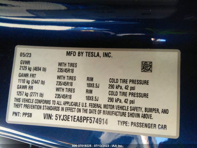 Tesla MODEL 3 2023 5YJ3E1EA8PF574914 Image 17