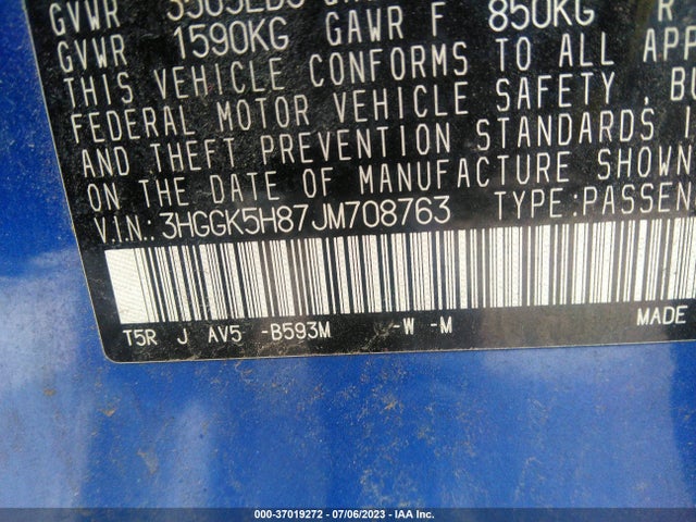 Honda FIT EX 2018 3HGGK5H87JM708763 Image 9