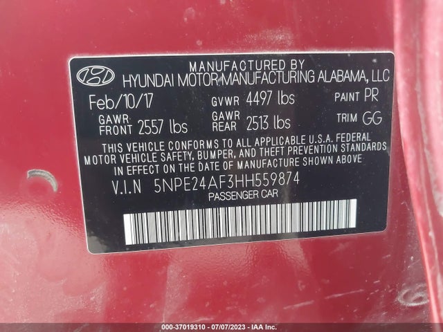 Hyundai SONATA SE 2017 5NPE24AF3HH559874 Image 10