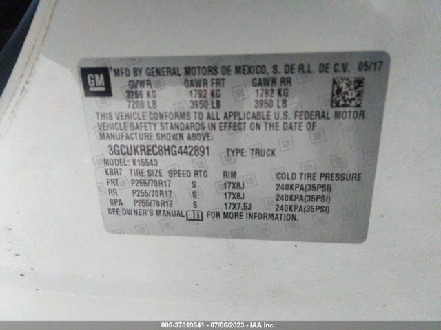 Chevrolet Silverado 1500 Lt 2017 3GCUKREC8HG442891 Image 9
