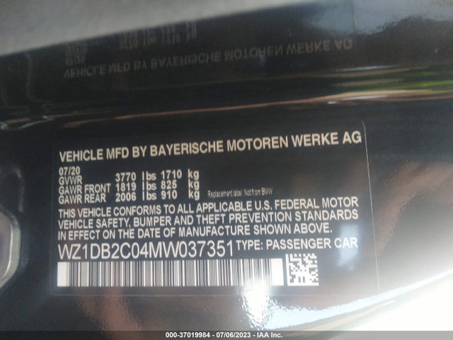 2021 Toyota Supra, VIN: WZ1DB2C04MW037351
