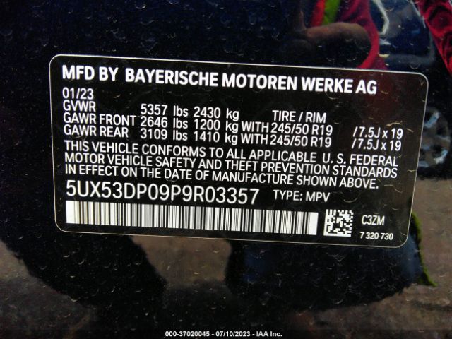 5UX53DP09P9R03357 BMW X3 Xdrive30i