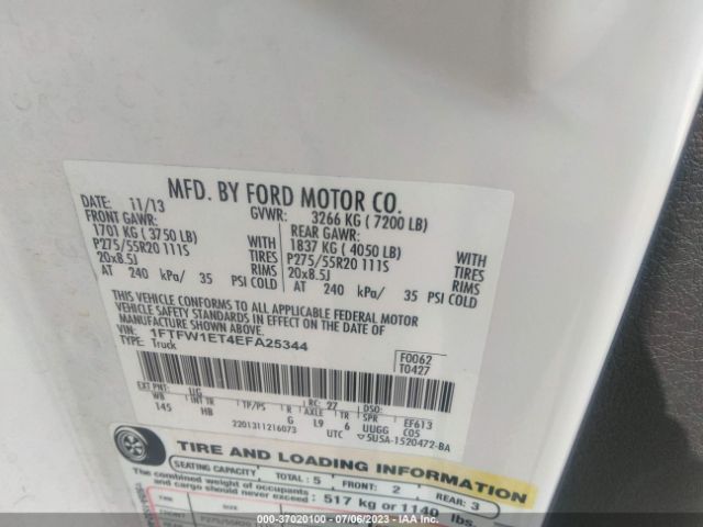 1FTFW1ET4EFA25344 Ford F-150 Xl/xlt/fx4/lariat