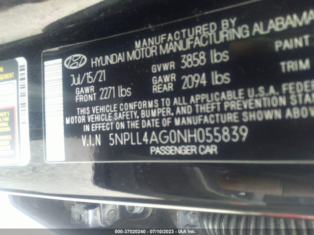 Hyundai ELANTRA SE 2022 5NPLL4AG0NH055839 Image 9