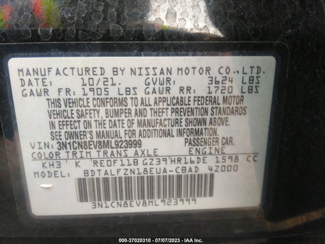 Nissan VERSA SV 2021 3N1CN8EV8ML923999 Image 11