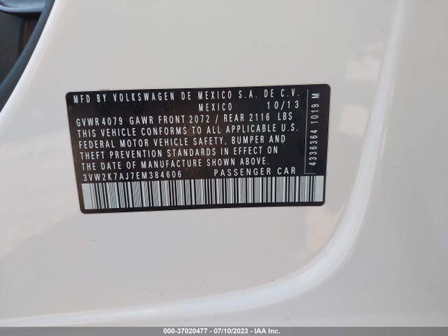 3VW2K7AJ7EM384606 Volkswagen Jetta Sedan S