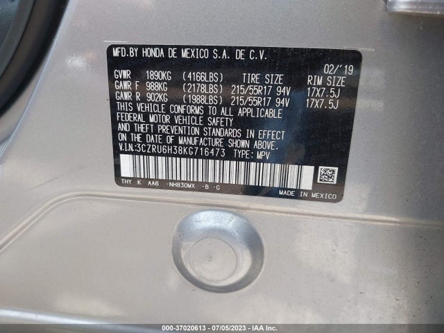 Honda HR-V LX 2019 3CZRU6H38KG716473 Image 9