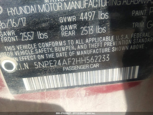 Hyundai Sonata 2.4l 2017 5NPE24AF2HH562233 Image 15