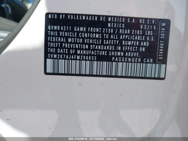 3VW2K7AJ4FM296632 Volkswagen Jetta Sedan 2.0l S