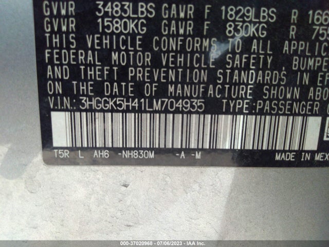 Honda FIT LX 2020 3HGGK5H41LM704935 Image 16