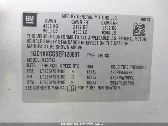 Chevrolet Silverado 2500hd Lt 2014 1GC1KXCG3EF128687 Image 9