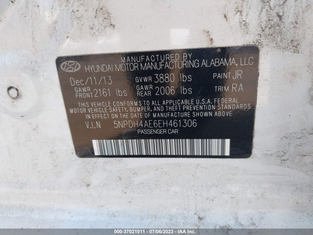 Hyundai Elantra Limited 2014 5NPDH4AE6EH461306 Image 9
