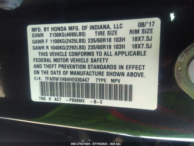 Honda Cr-v Ex-l 2017 7FARW1H84HE030447 Image 9