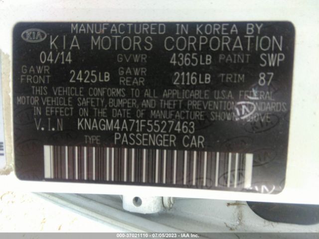 KNAGM4A71F5527463 KIA Optima Lx