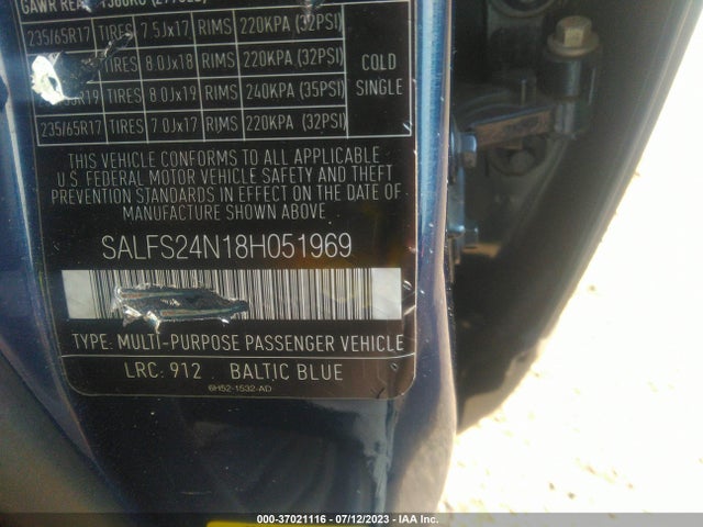 2008 LAND ROVER LR2 SE VIN: SALFS24N18H051969