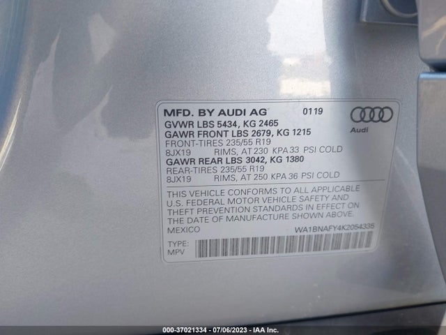 WA1BNAFY4K2054335 Audi Q5 Premium Plus
