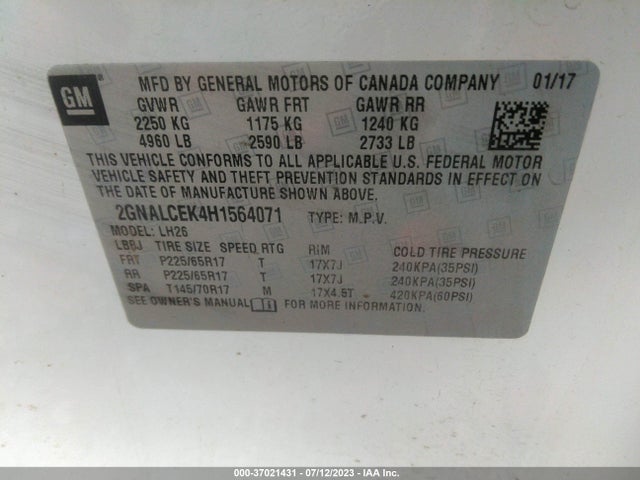 Chevrolet EQUINOX LT 2017 2GNALCEK4H1564071 Image 9