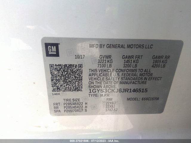 1GYS3CKJ6JR146515 Cadillac Escalade Premium Luxury
