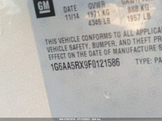 1G6AA5RX9F0121586 Cadillac Ats Sedan Standard Rwd