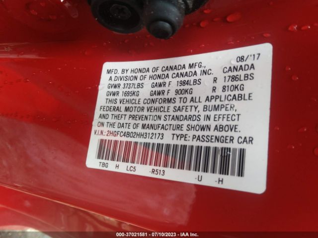 2HGFC4B02HH312173 Honda Civic Lx-p