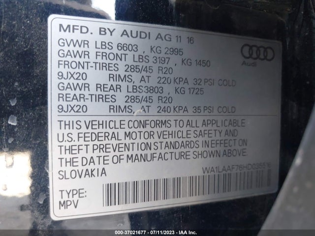 WA1LAAF76HD035516 Audi Q7 Premium Plus