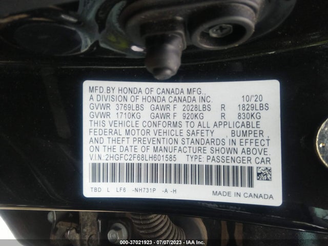 Honda Civic Sedan Lx 2020 2HGFC2F68LH601585 Image 15