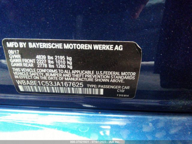 WBA8E1C53JA167625 BMW 3 Series 330e Iperformance
