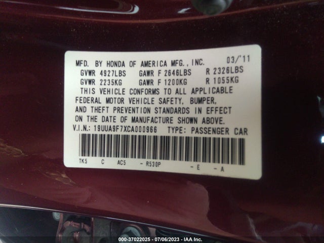 2012 Acura Tl Advance Auto მანქანა იყიდება აუქციონზე, vin: 19UUA9F7XCA000966, აუქციონის ნომერი: 37022025